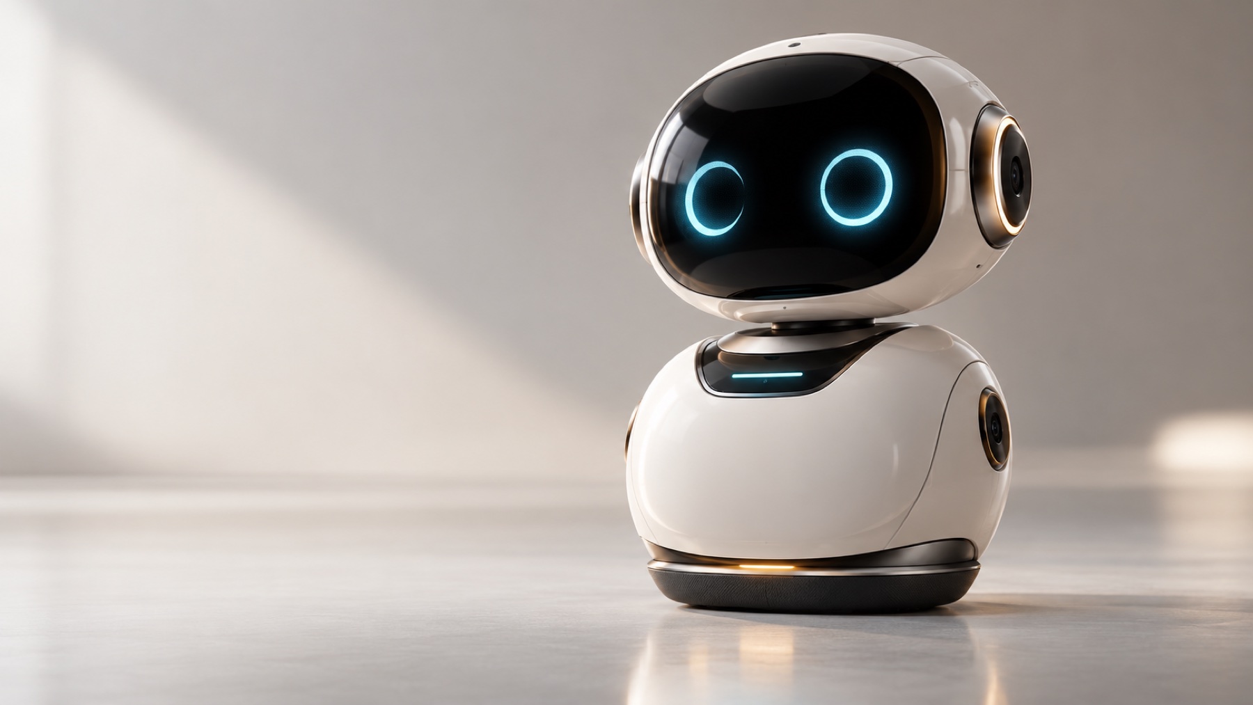 A studio product image of a compact ROBOT LTD companion robot